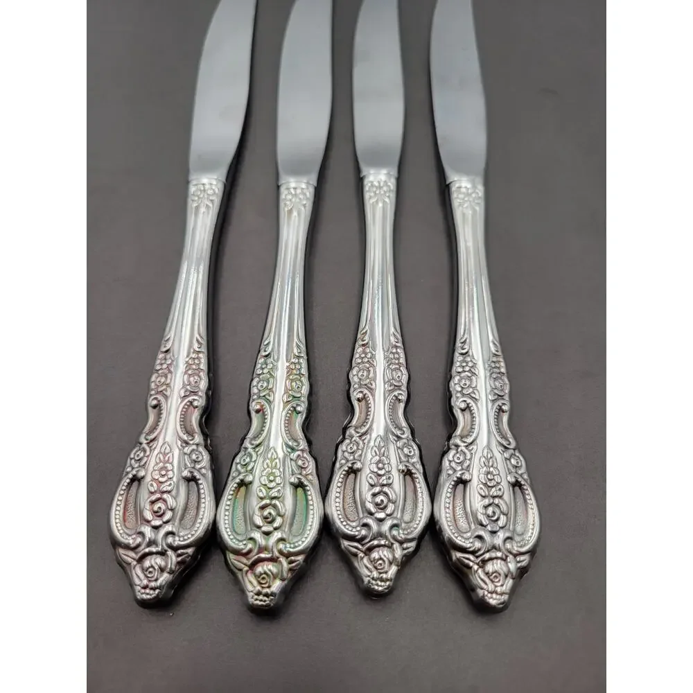Oneida Pembrooke Renoir Stainless Flatware Dinner Knives Set Of 4 Vtg USA